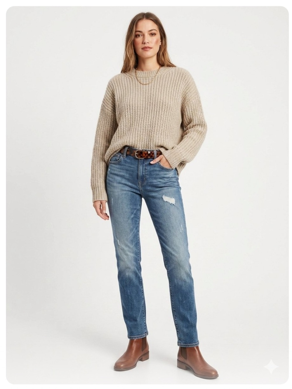 Banana Republic Blue Straight Leg Jeans with Subtle Distress